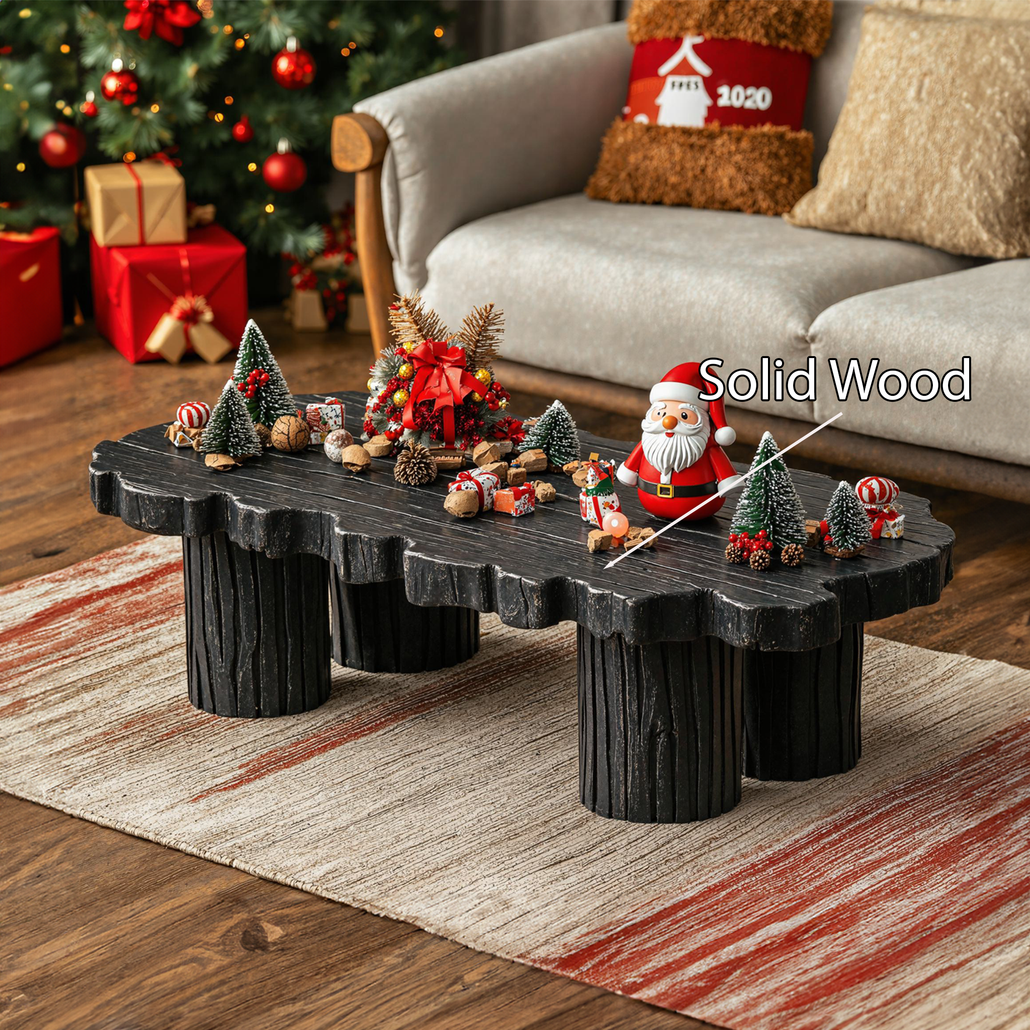 Modern Oak Coffee Table Xmas Decor SILDTCFC010