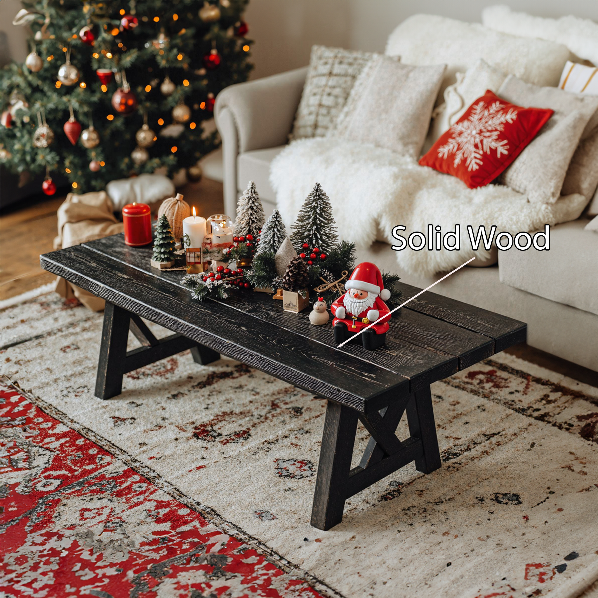 Living Edge Wood Coffee Table Xmas Decor SILDTCFC007