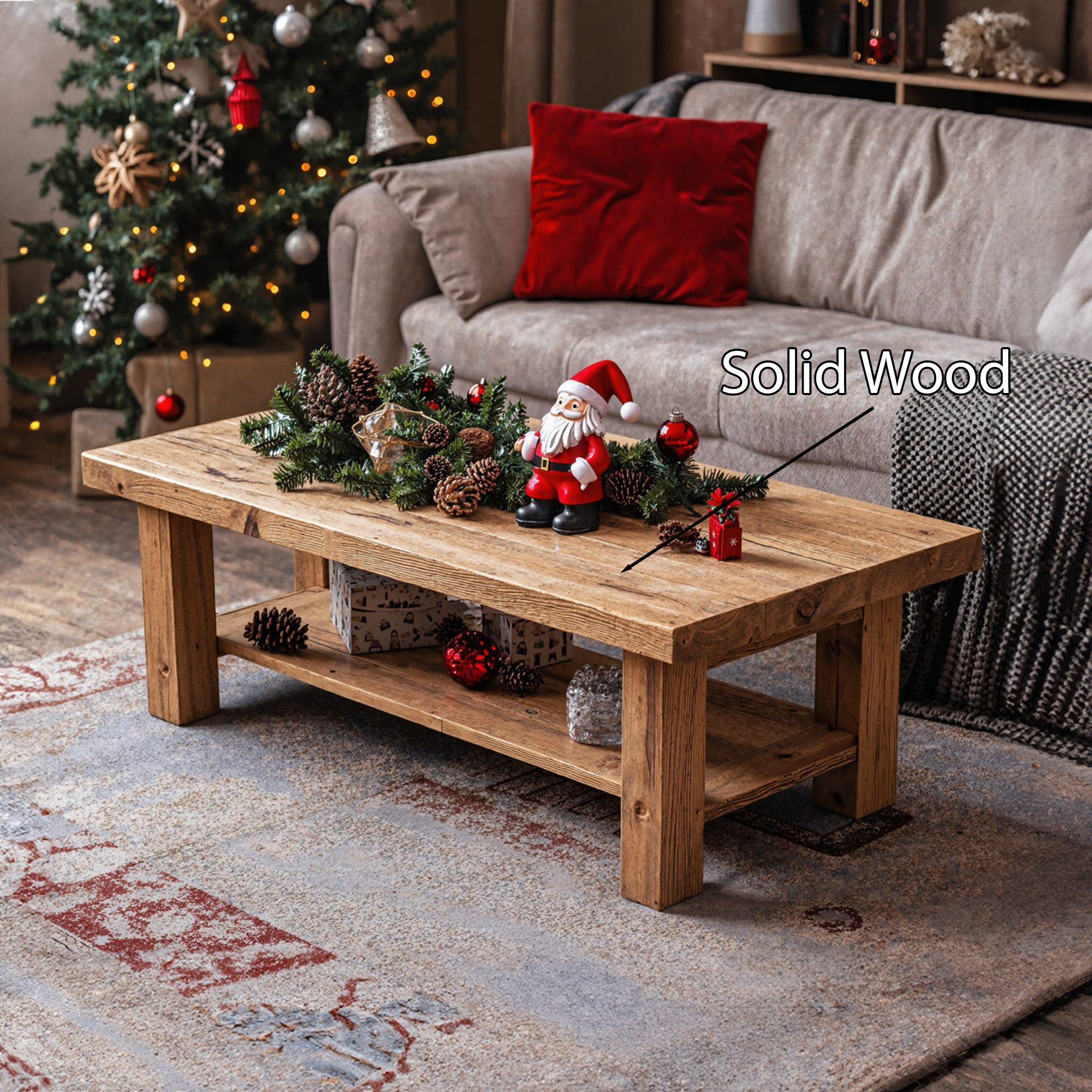 Natural Wood Coffee Table Farmhouse Decor SILDTCF016