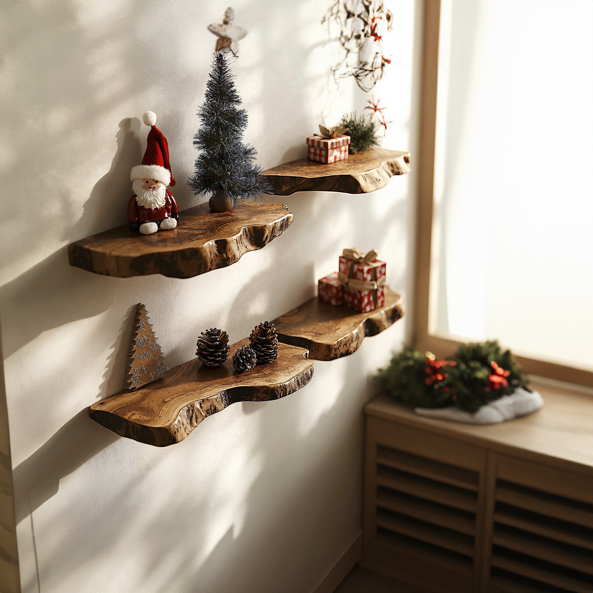 Handcrafted Xmas Wall Shelves Floating Shelves SILDTFL075