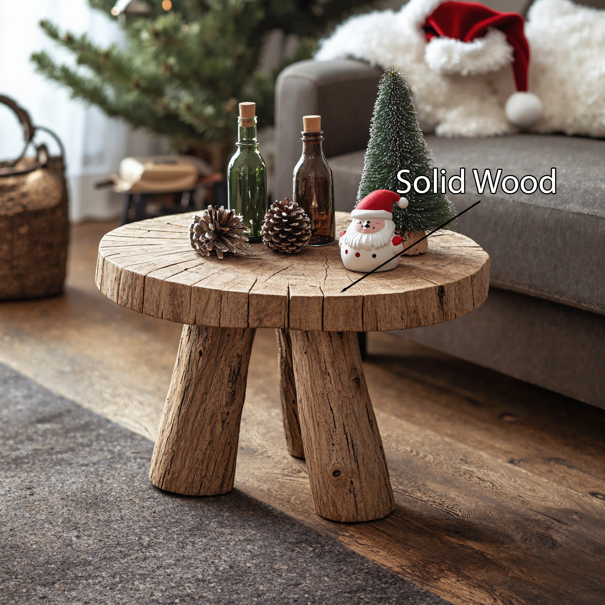 Wood Coffee Table Live Edge Xmas Decor SILDTCFC024