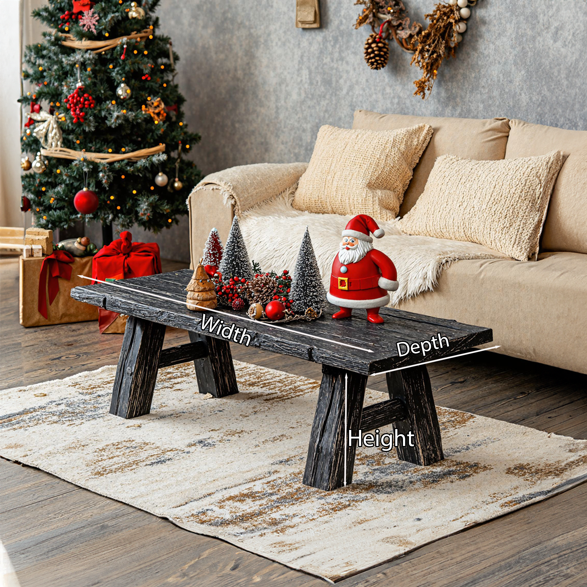 Farmhouse Rustic Coffee Table Xmas Decor SILDTCFC006