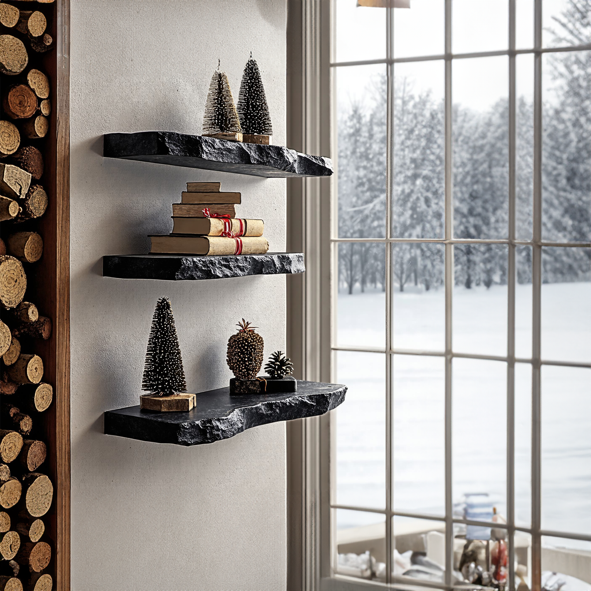 Floating Shelves Live Edge Shelves Christmas Decor SILDTFL085