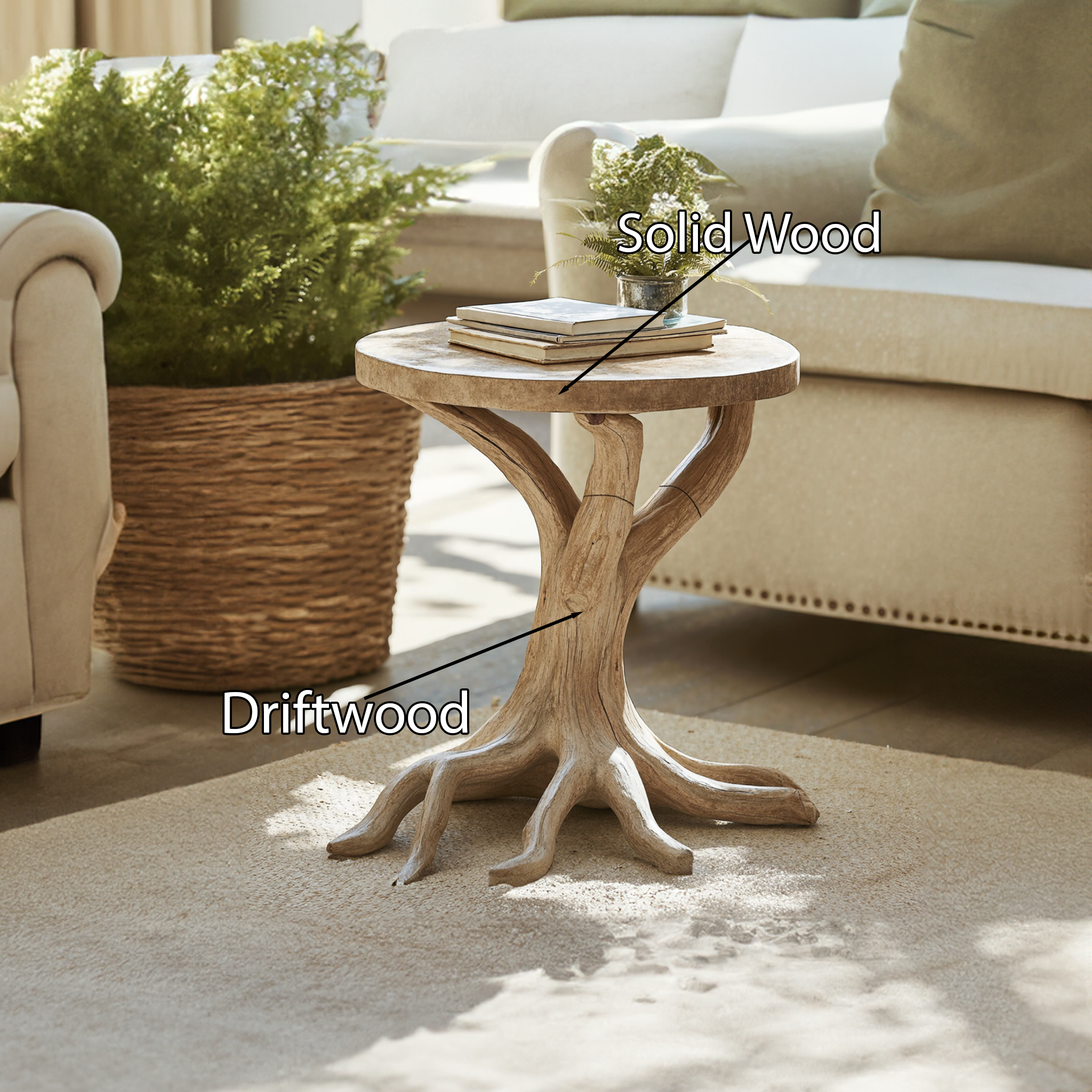 Farmhouse Round End Table Solid Wood End Table SILDTEN010