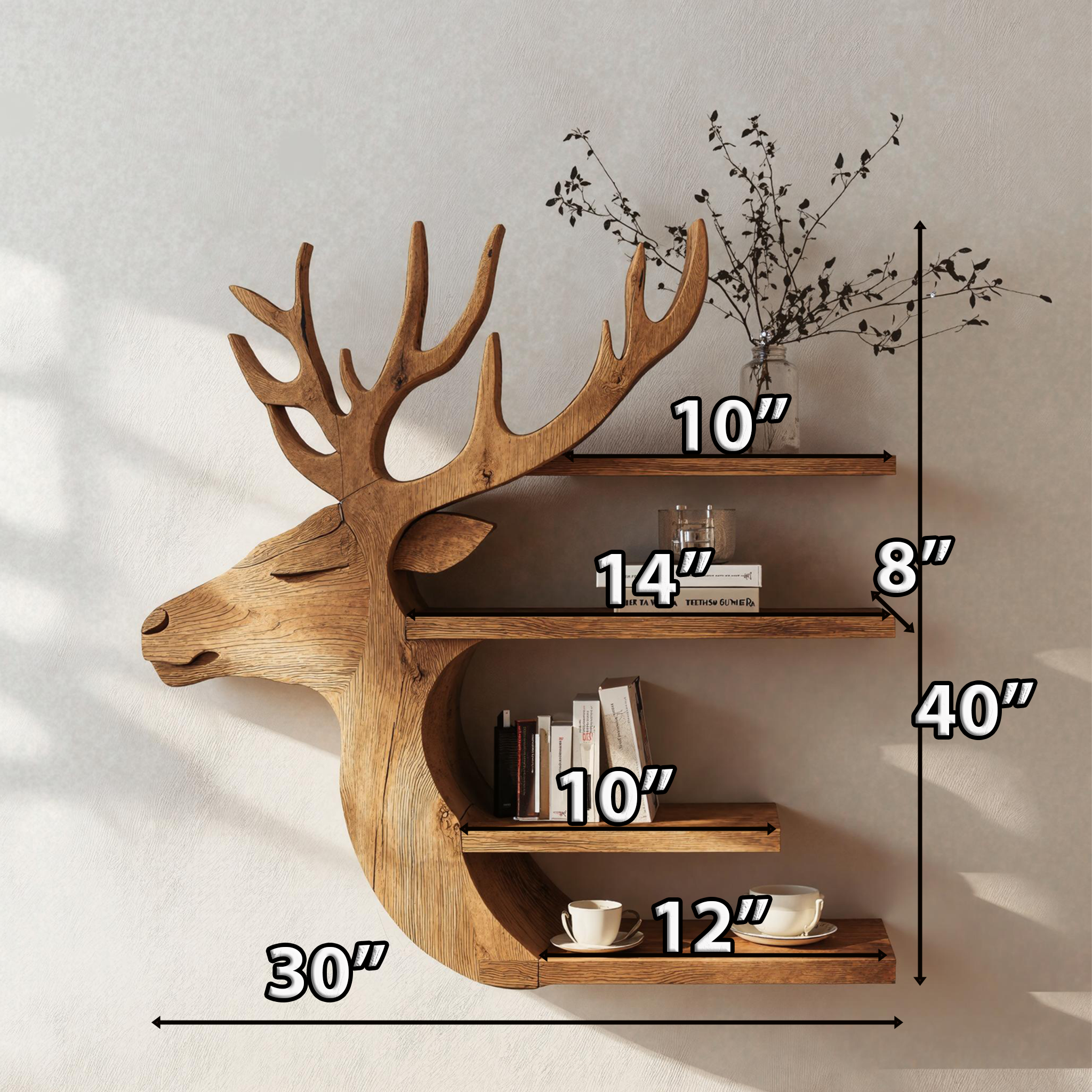 Handcrafted Deer Wall Shelf For Boho Or Rustic Style Homes SILDTDE017