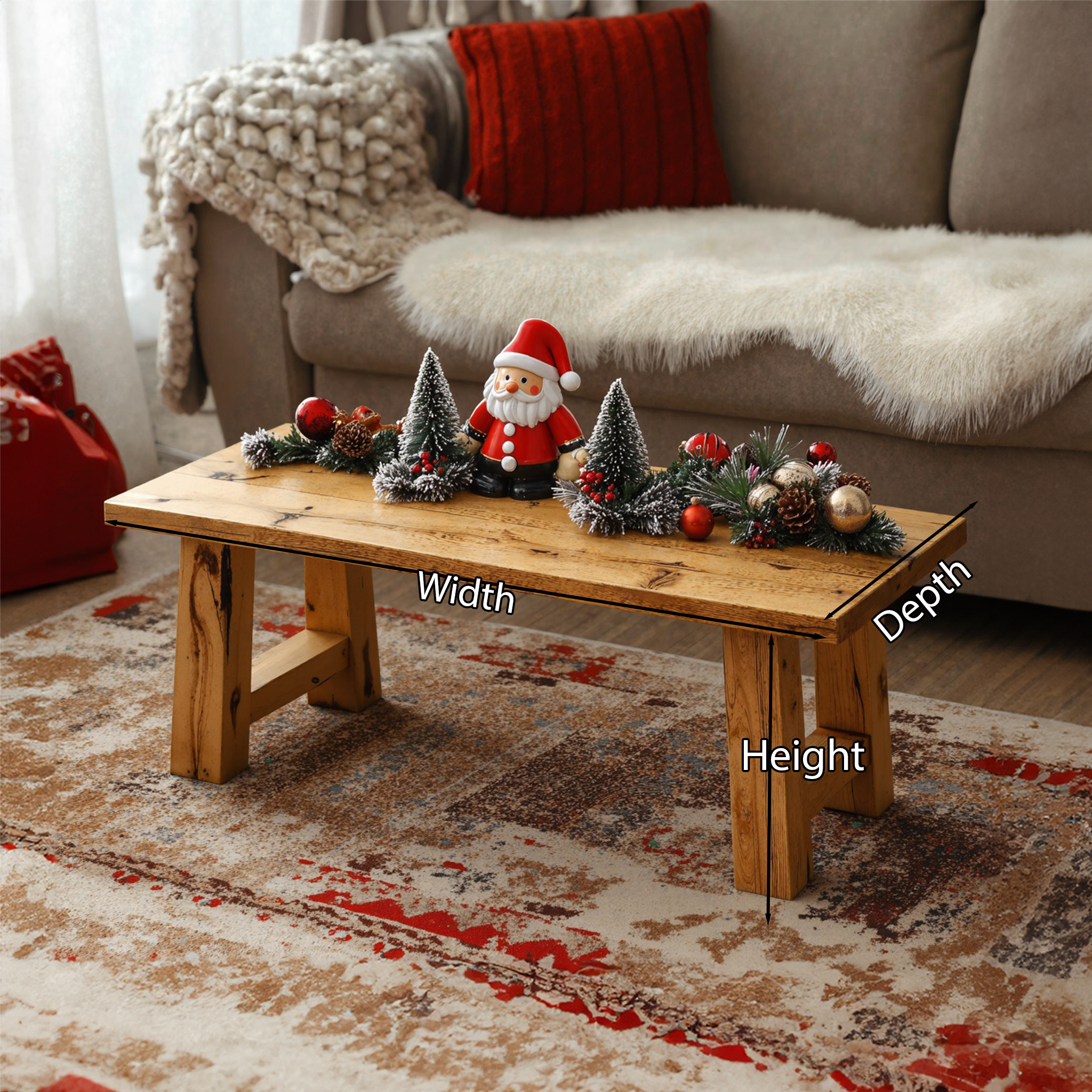 Rustic Wood Coffee Table Christmas Decor SILDTCF020