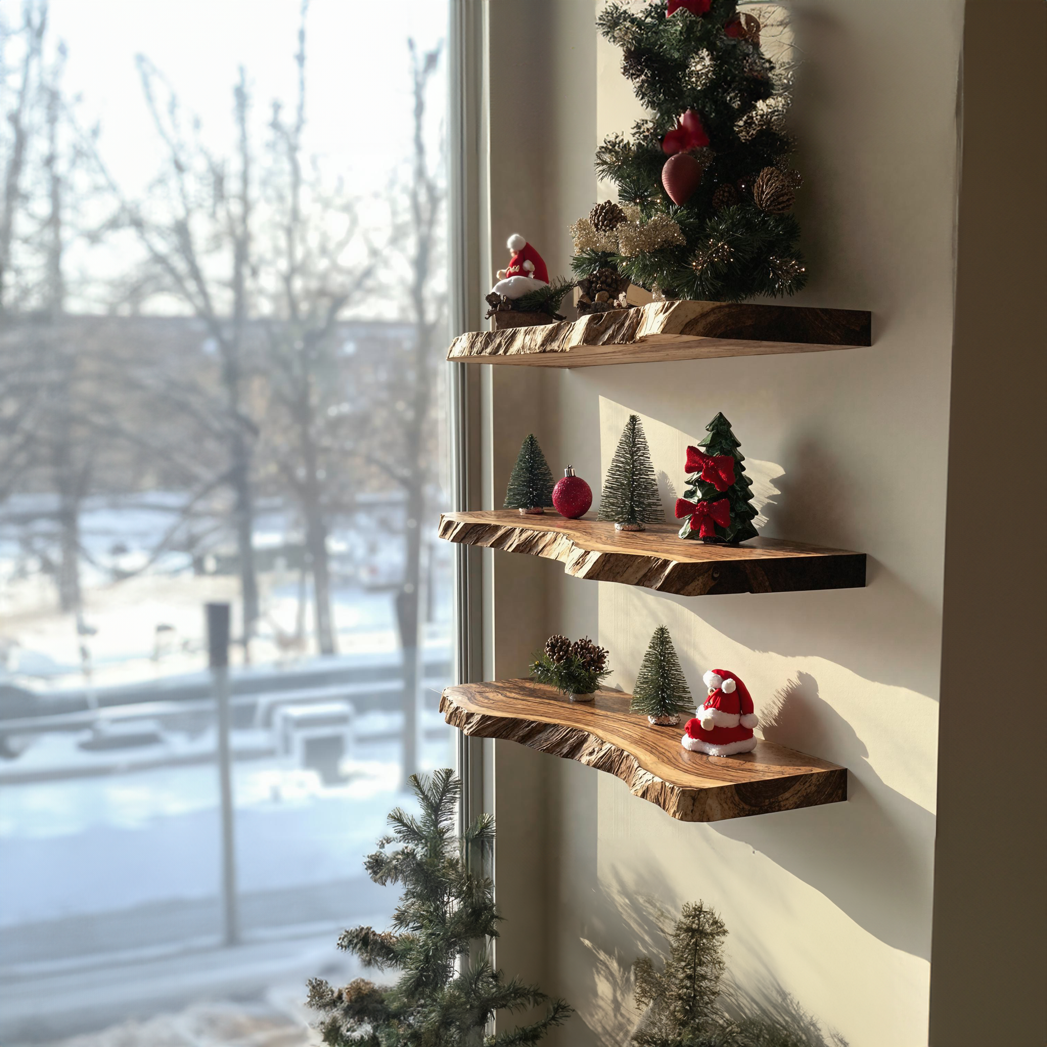 Floating Xmas Floating Shelves Wooden Shelf SILDTFL082