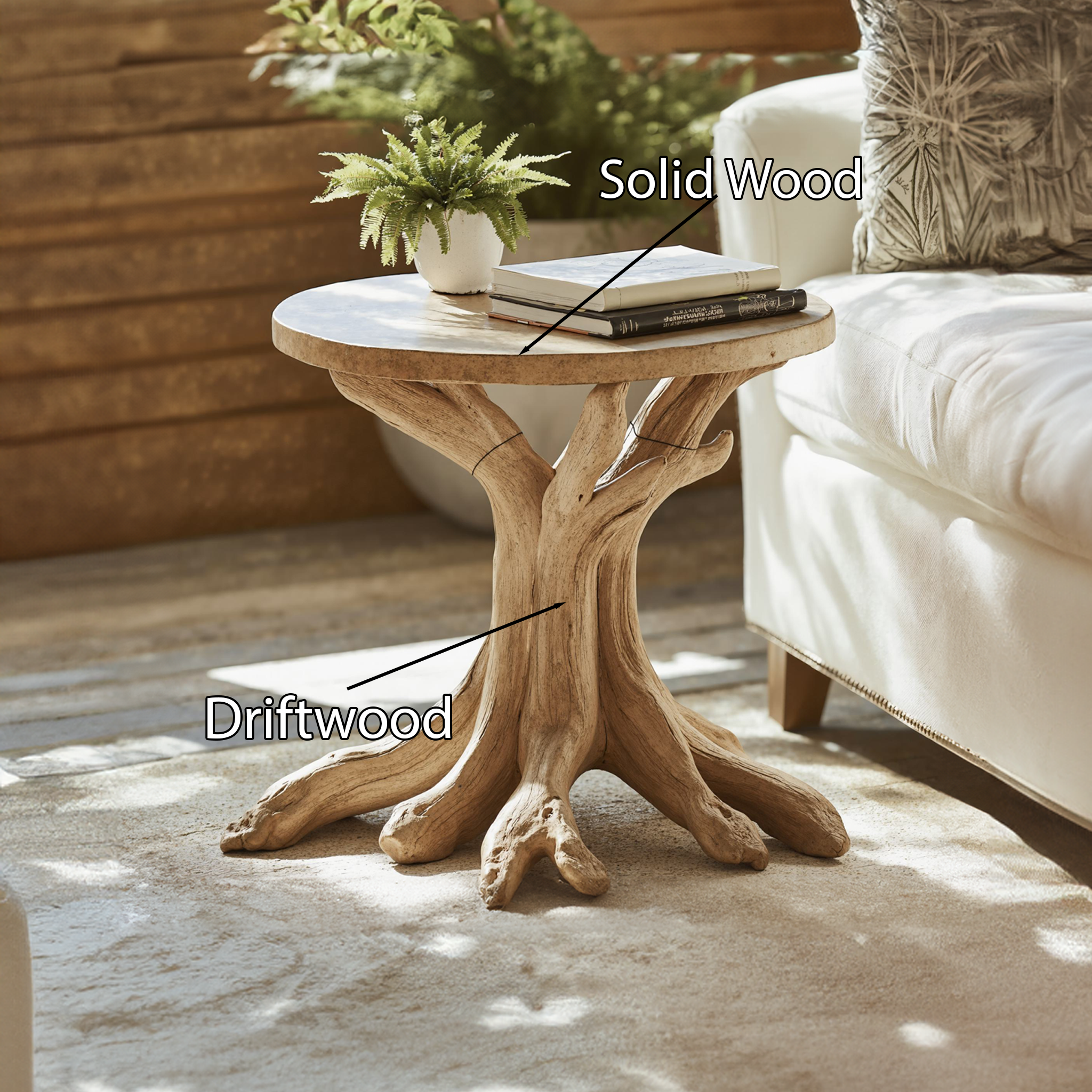 Rustic Round End Table Handmade Table SILDTEN008