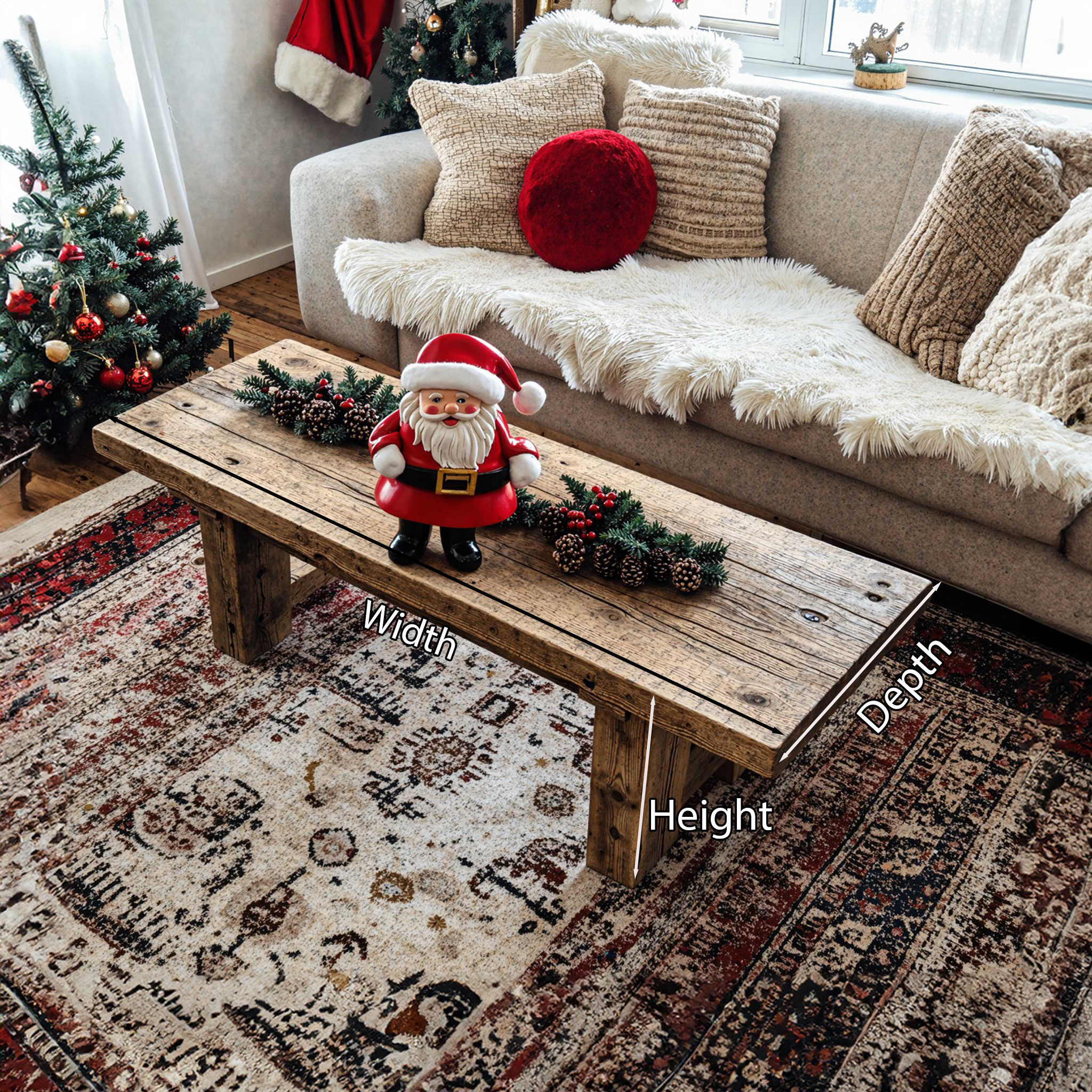 Handcrafted Wood Coffee Table Christmas SILDTCF017