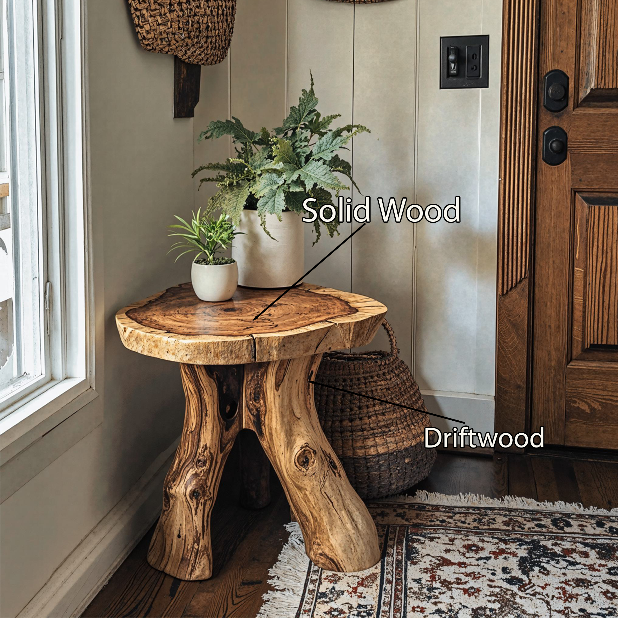 Handcrafted End Table Solid Wood End Table Decor SILDTEN014