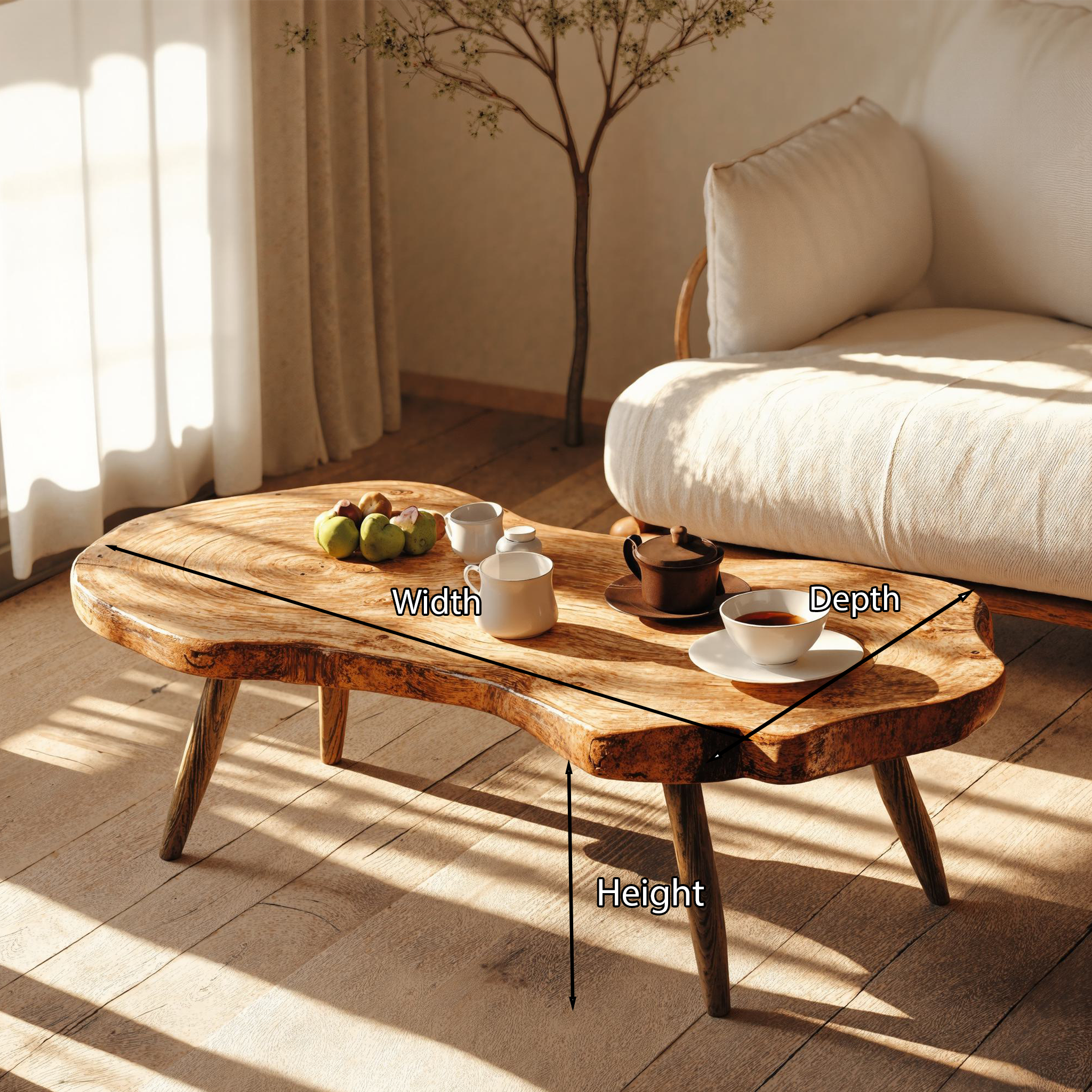 Wood Coffee Table Handcrafted Decor SILDTCF034