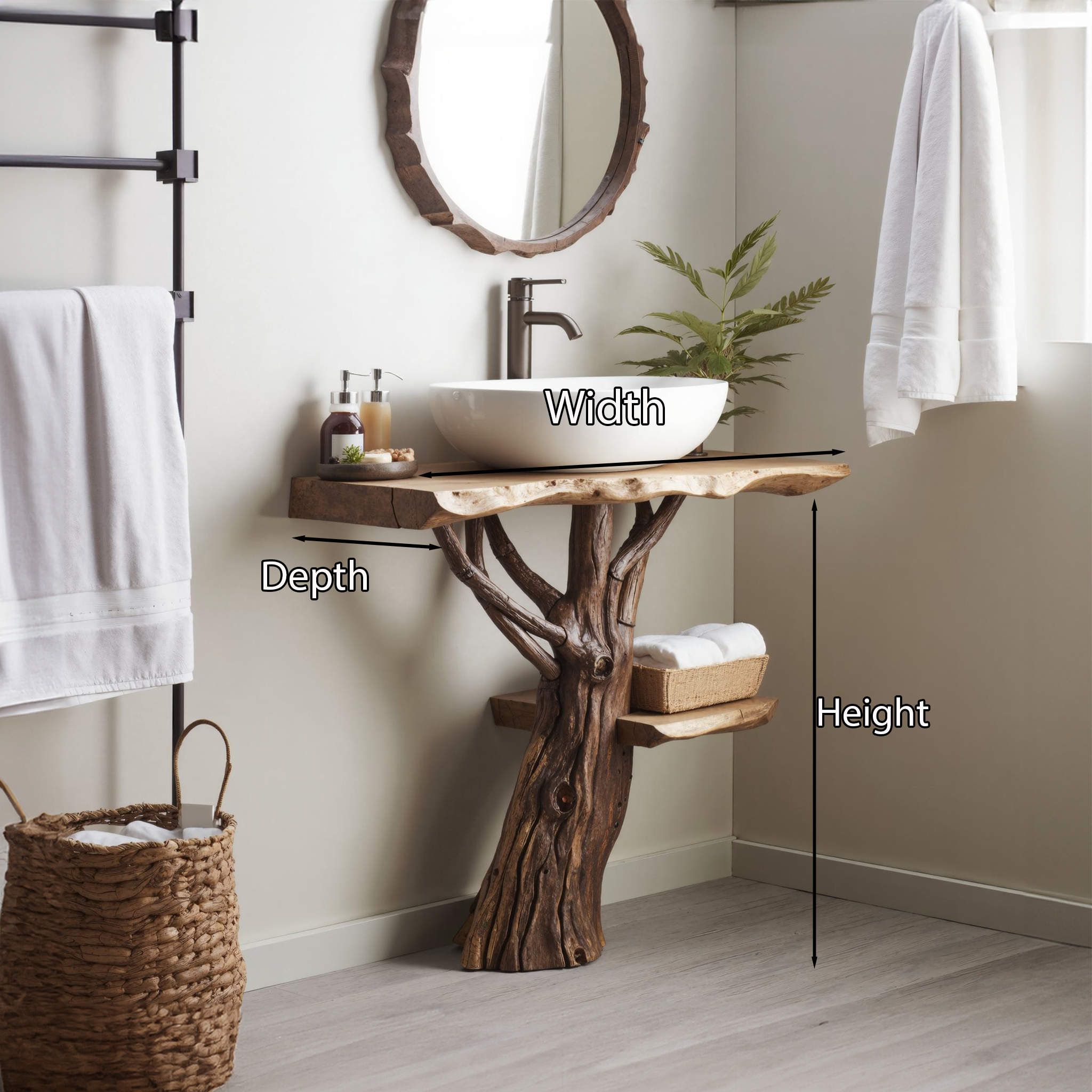 Handcrafted Wooden Vanity Bathroom Sink SILDTBRV021